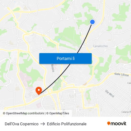 Dell'Ova Copernico to Edificio Polifunzionale map