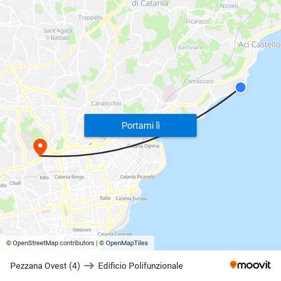 Pezzana Ovest (4) to Edificio Polifunzionale map