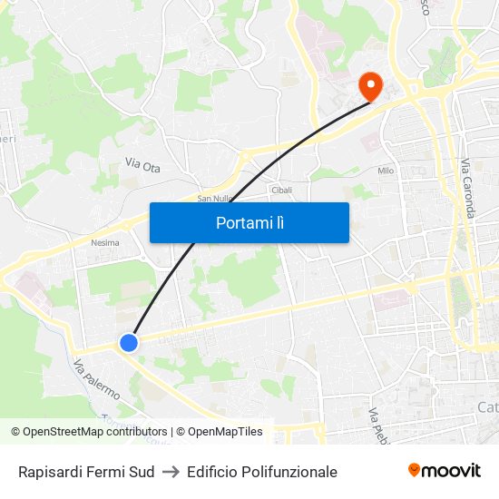 Rapisardi Fermi Sud to Edificio Polifunzionale map