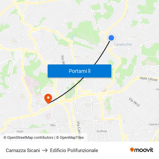 Carnazza Sicani to Edificio Polifunzionale map