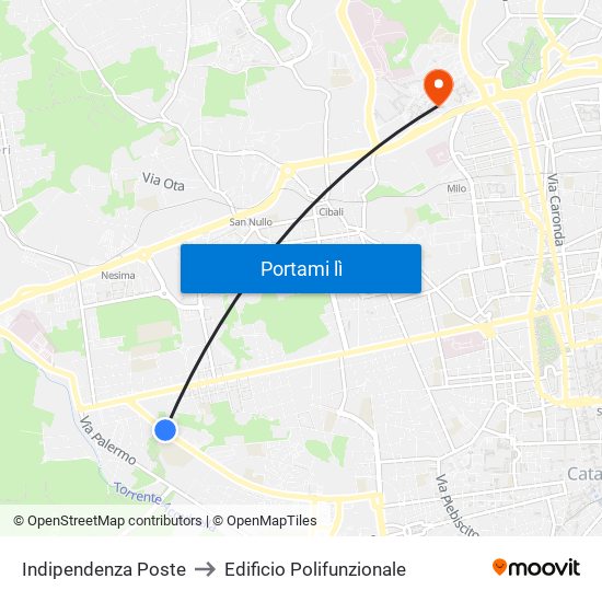 Indipendenza Poste to Edificio Polifunzionale map
