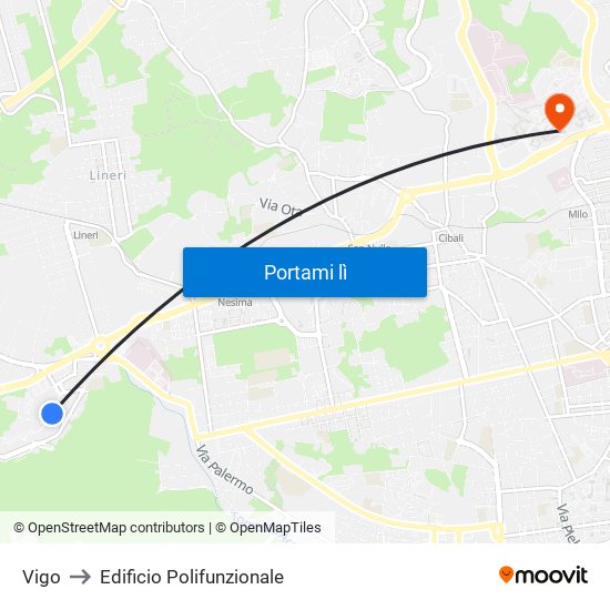 Vigo to Edificio Polifunzionale map