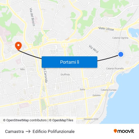 Camastra to Edificio Polifunzionale map
