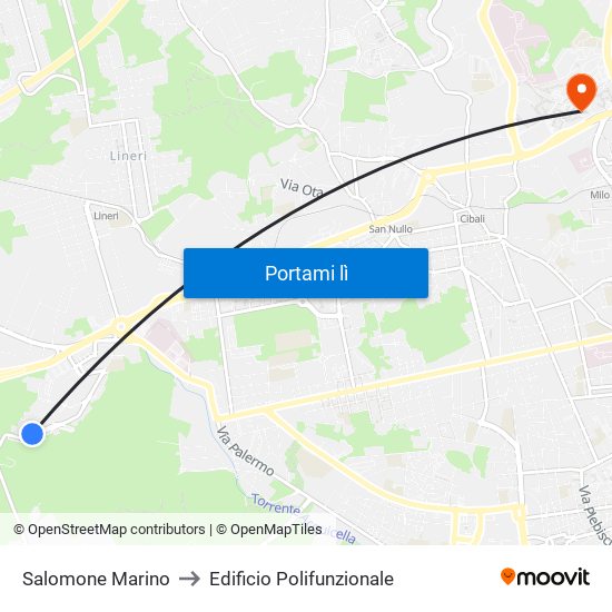 Salomone Marino to Edificio Polifunzionale map