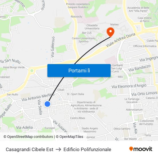 Casagrandi Cibele Est to Edificio Polifunzionale map
