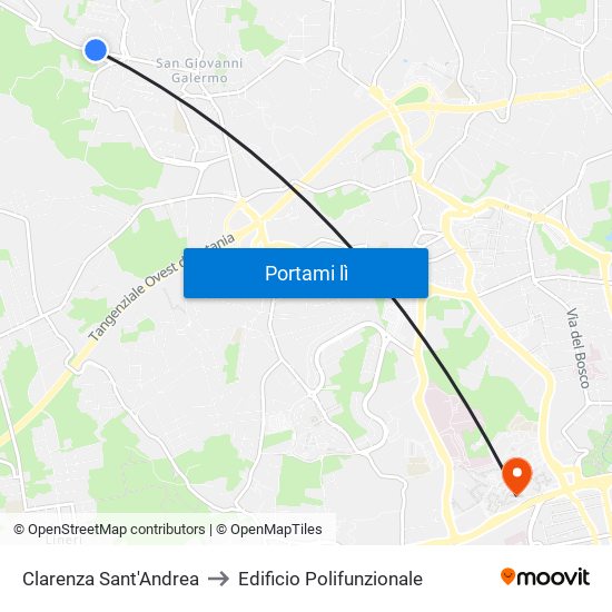 Clarenza Sant'Andrea to Edificio Polifunzionale map