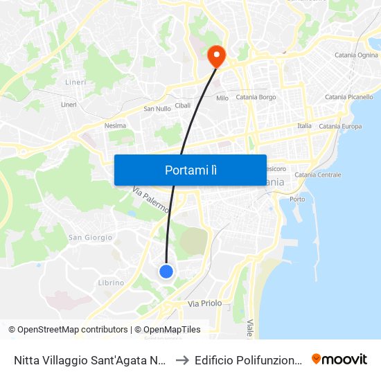 Nitta Villaggio Sant'Agata Nord to Edificio Polifunzionale map