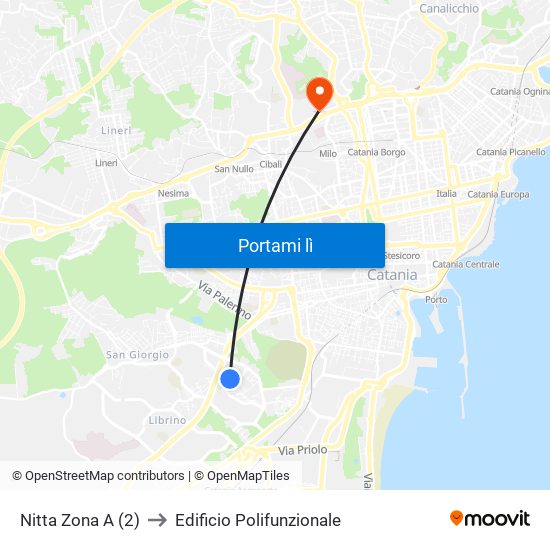 Nitta Zona A (2) to Edificio Polifunzionale map