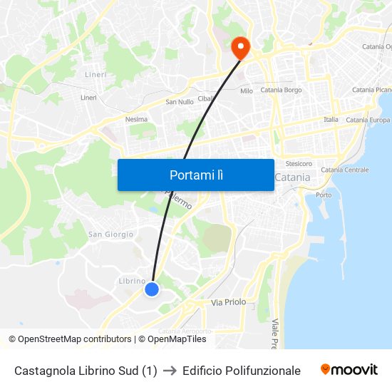 Castagnola Librino Sud (1) to Edificio Polifunzionale map