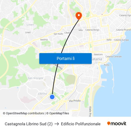 Castagnola Librino Sud (2) to Edificio Polifunzionale map