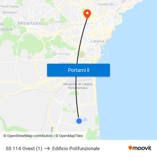 SS 114 Ovest (1) to Edificio Polifunzionale map