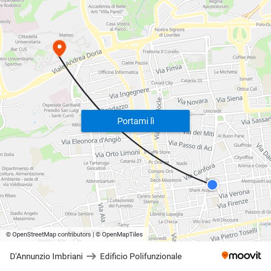D'Annunzio Imbriani to Edificio Polifunzionale map