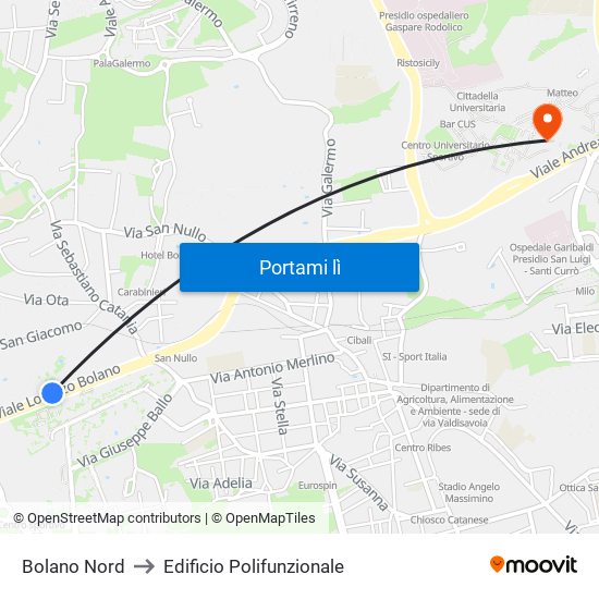 Bolano Nord to Edificio Polifunzionale map
