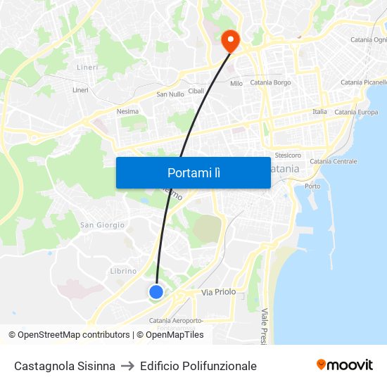 Castagnola Sisinna to Edificio Polifunzionale map