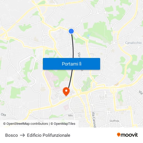 Bosco to Edificio Polifunzionale map