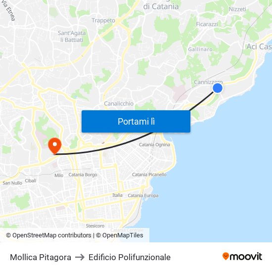 Mollica Pitagora to Edificio Polifunzionale map