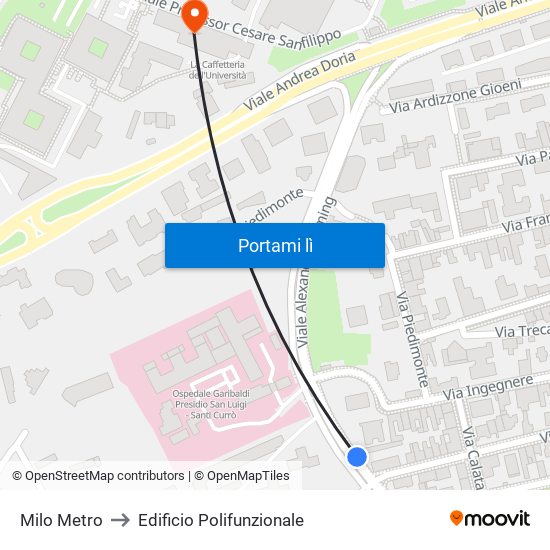 Milo Metro to Edificio Polifunzionale map