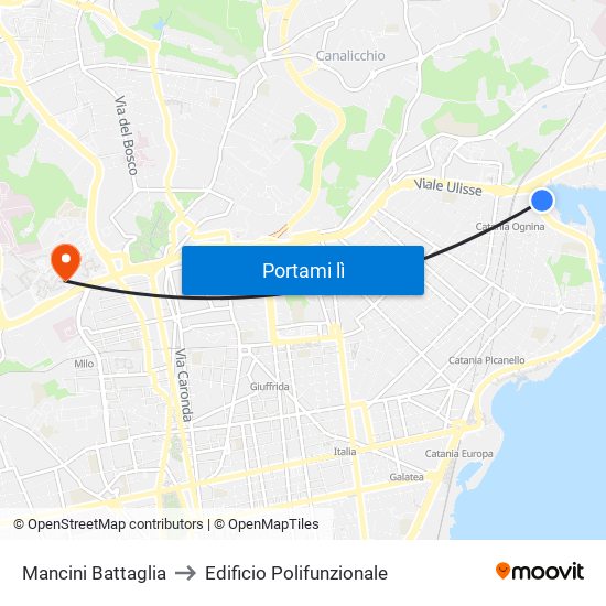 Mancini Battaglia to Edificio Polifunzionale map