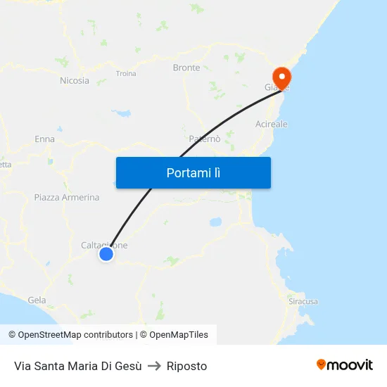 Via Santa Maria Di Gesù to Riposto map