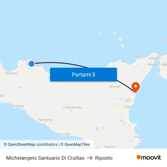 Michelangelo Santuario Di Cruillas to Riposto map