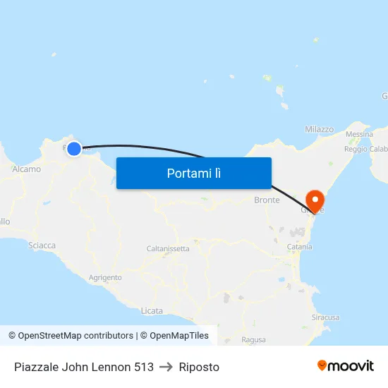 Piazzale John Lennon 513 to Riposto map