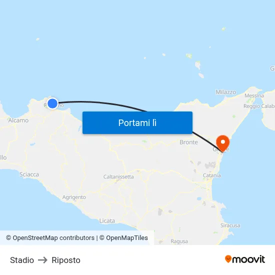 Stadio to Riposto map
