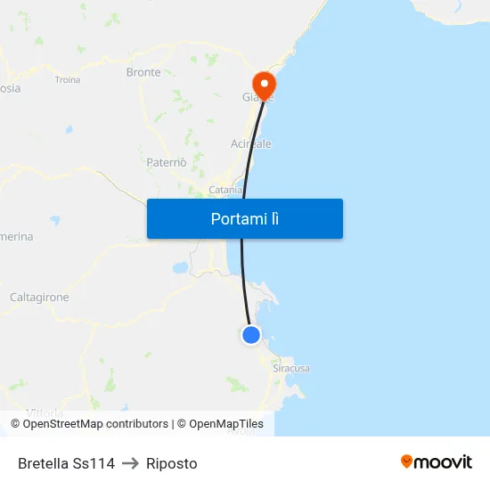 Bretella Ss114 to Riposto map