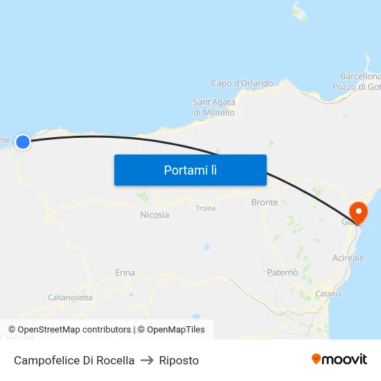 Campofelice Di Rocella to Riposto map