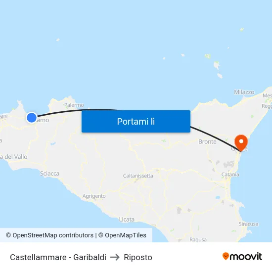 Castellammare - Garibaldi to Riposto map