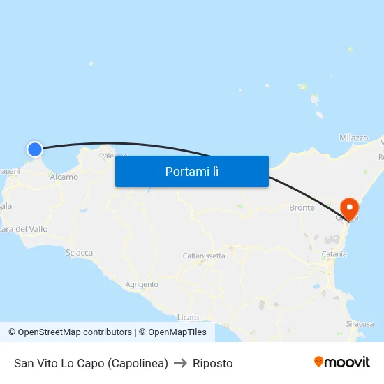 San Vito Lo Capo (Capolinea) to Riposto map