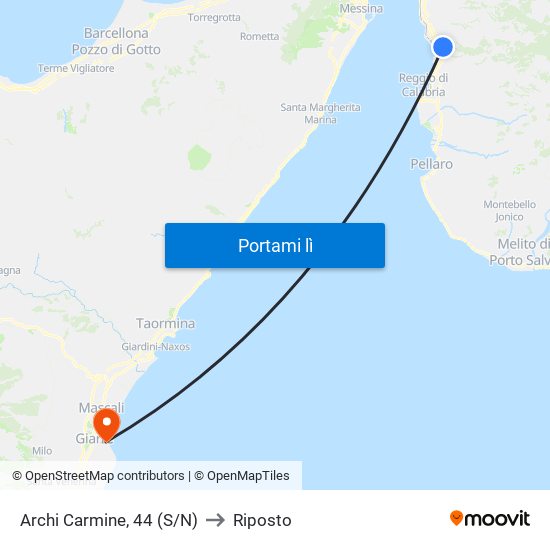 Archi Carmine, 44 (S/N) to Riposto map