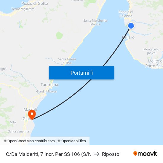 C/Da Malderiti, 7  Incr. Per SS 106 (S/N to Riposto map