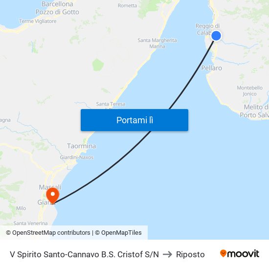 V Spirito Santo-Cannavo B.S. Cristof S/N to Riposto map