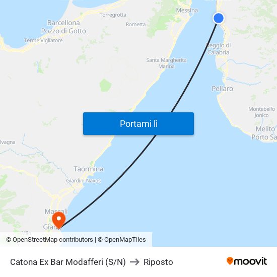 Catona  Ex Bar Modafferi (S/N) to Riposto map