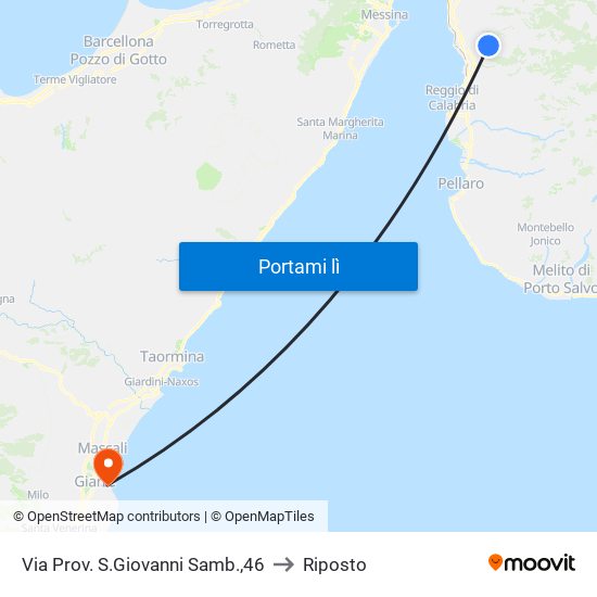 Via Prov. S.Giovanni Samb.,46 to Riposto map