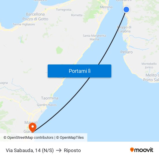 Via Sabauda, 14  (N/S) to Riposto map