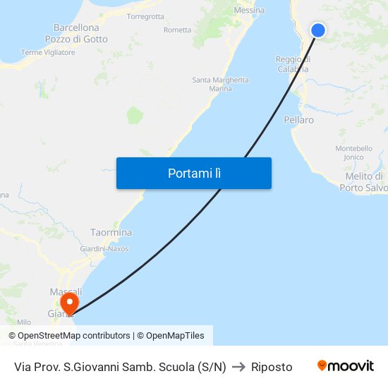 Via Prov. S.Giovanni Samb.  Scuola (S/N) to Riposto map