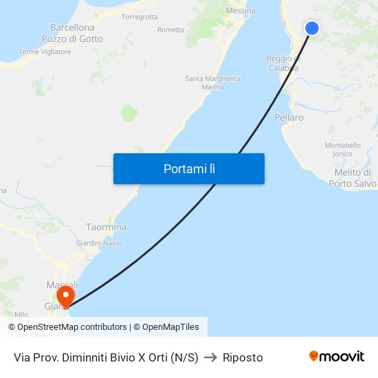 Via Prov. Diminniti  Bivio X Orti (N/S) to Riposto map