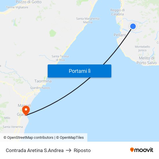 Contrada Aretina  S.Andrea to Riposto map