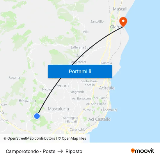 Camporotondo - Poste to Riposto map