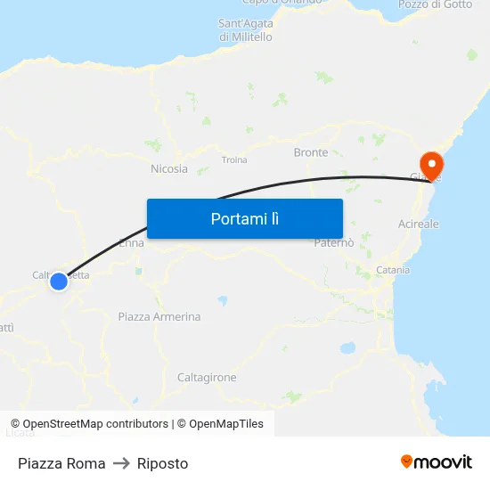 Piazza Roma to Riposto map