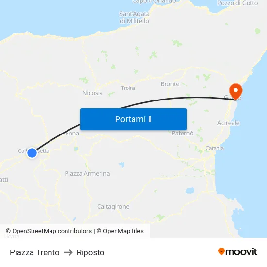Piazza Trento to Riposto map