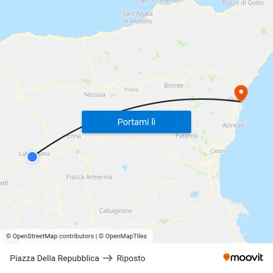 Piazza Della Repubblica to Riposto map