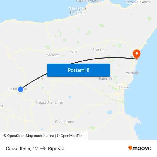 Corso Italia, 12 to Riposto map