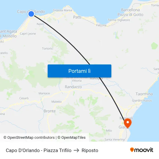 Capo D'Orlando - Piazza Trifilo to Riposto map