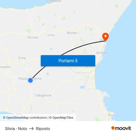 Silvia - Noto to Riposto map