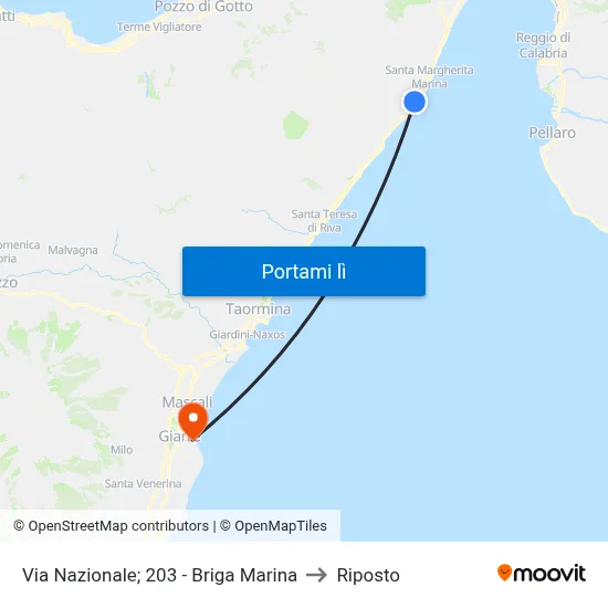Via Nazionale; 203 - Briga Marina to Riposto map