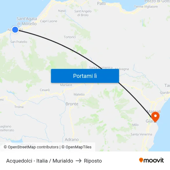 Acquedolci - Italia / Murialdo to Riposto map