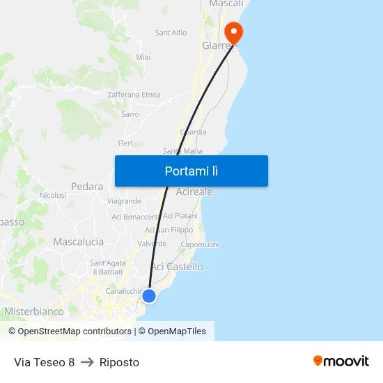 Via Teseo 8 to Riposto map