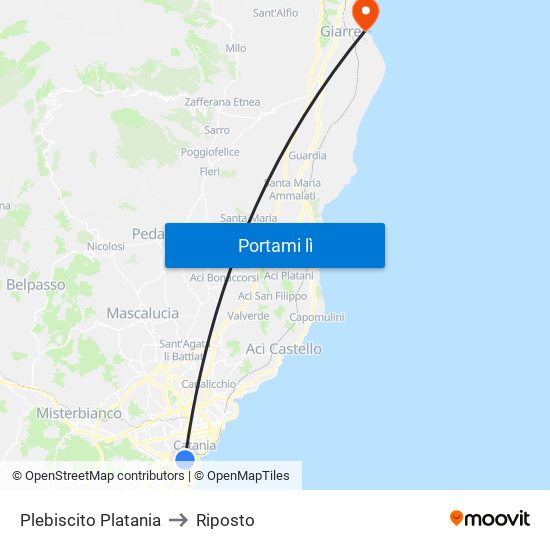 Plebiscito Platania to Riposto map